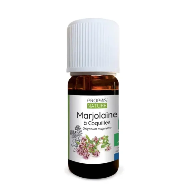 Flacon de 10 ml d’huile essentielle de marjolaine à coquilles bio, 100 % pure et naturelle